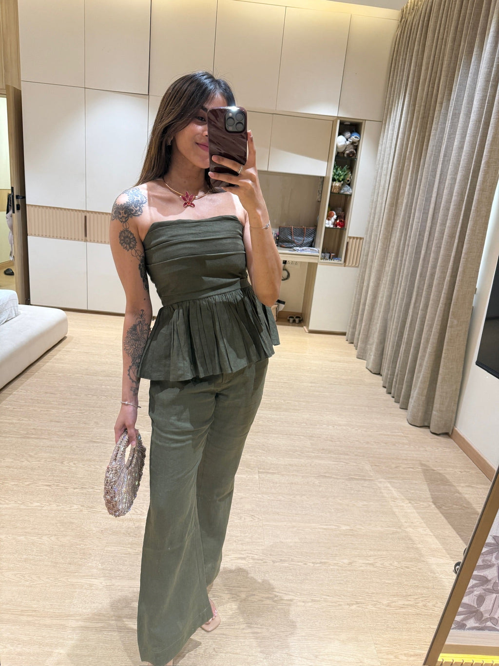 Olive U top