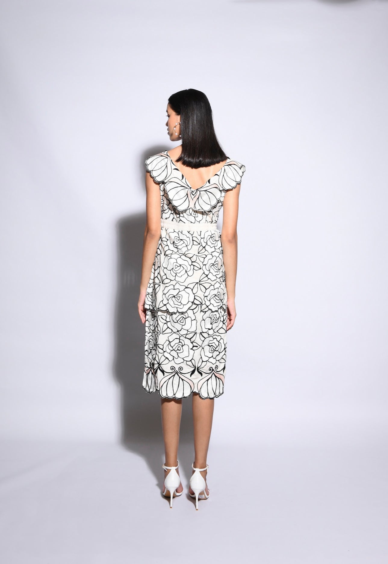 ELINA  ROSE CUTWORK DRESS