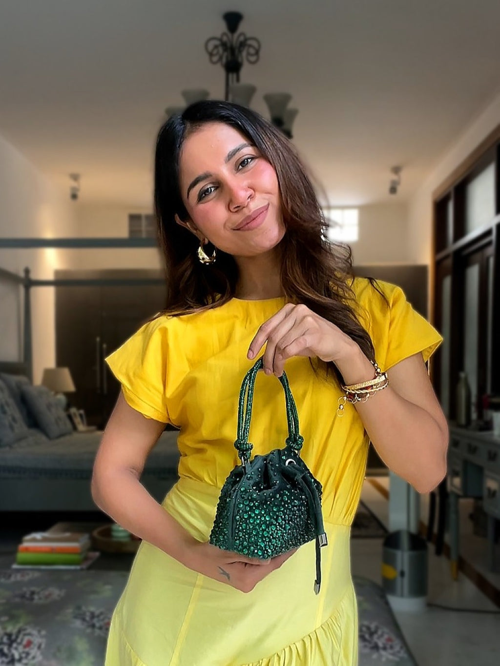 Bottle Green Micro Bucket Bag
