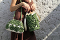 Bucket Bag with Raffia Crochet Flowers