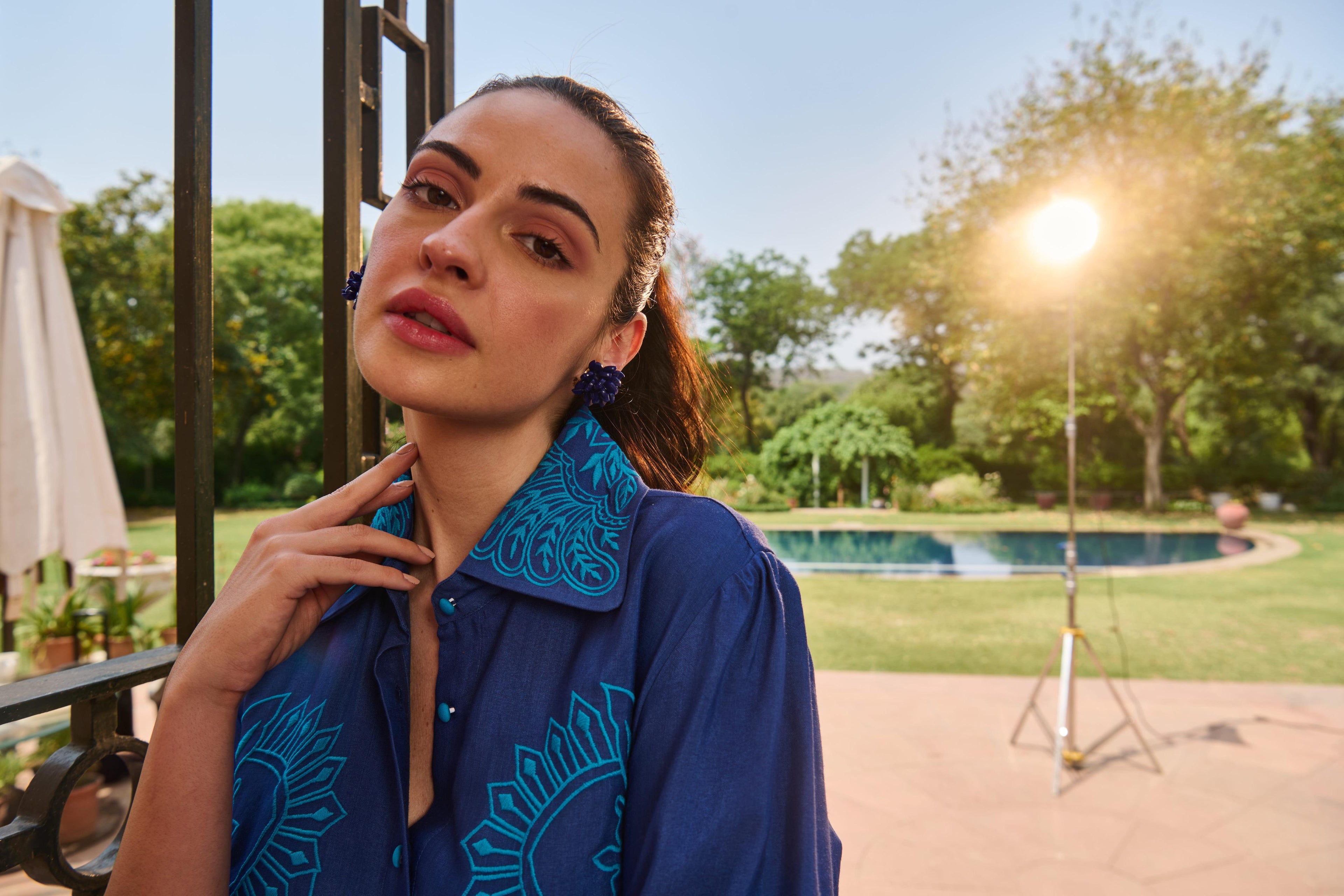 Turq Embroidered Top