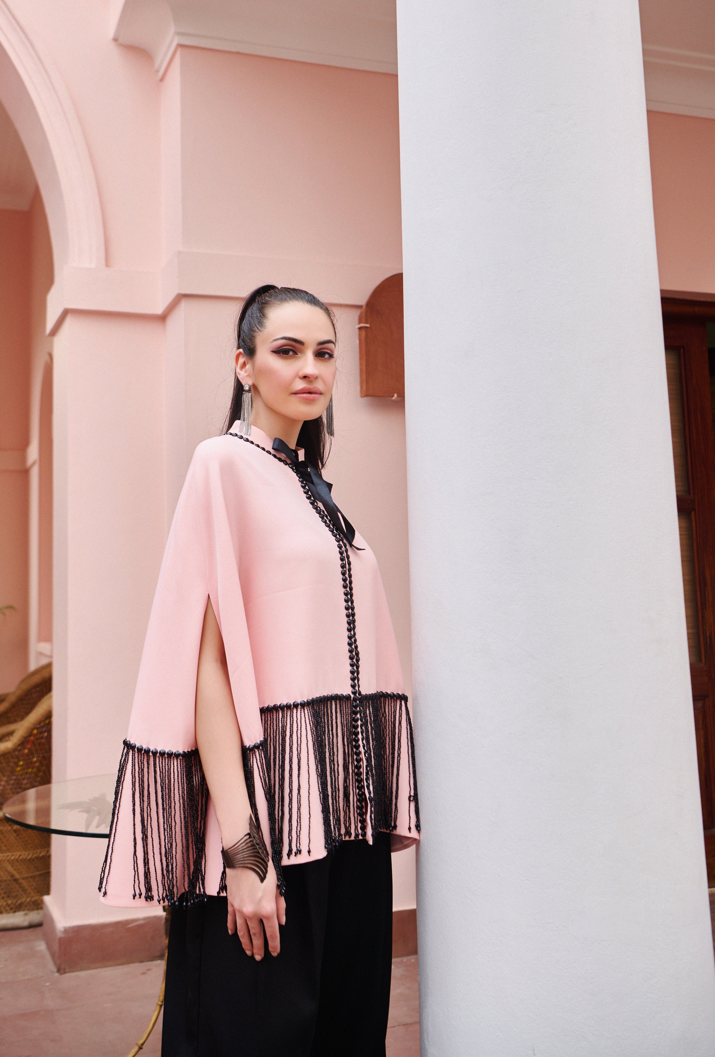 Black and Pink Strings Cape