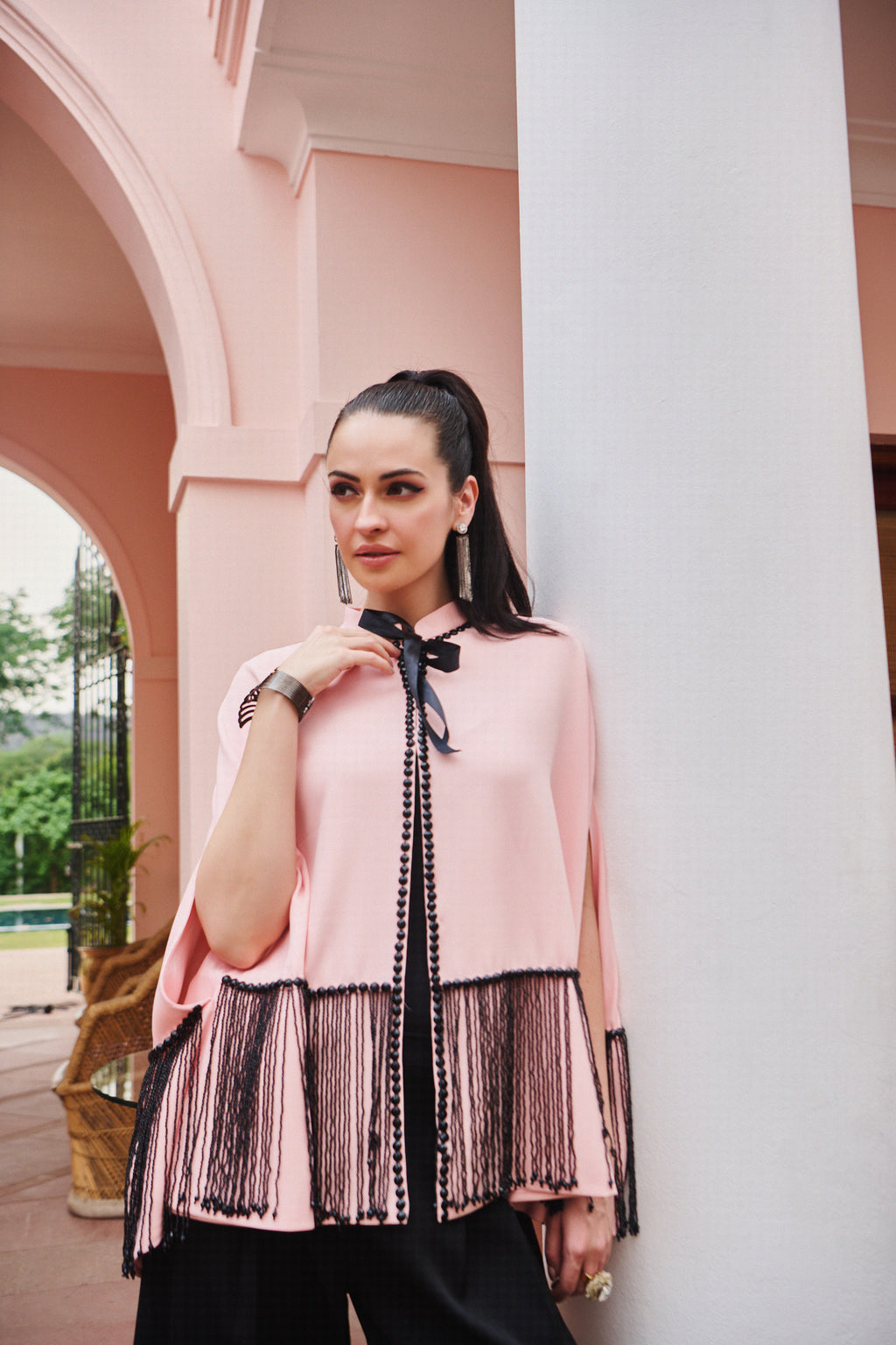 Black and Pink Strings Cape