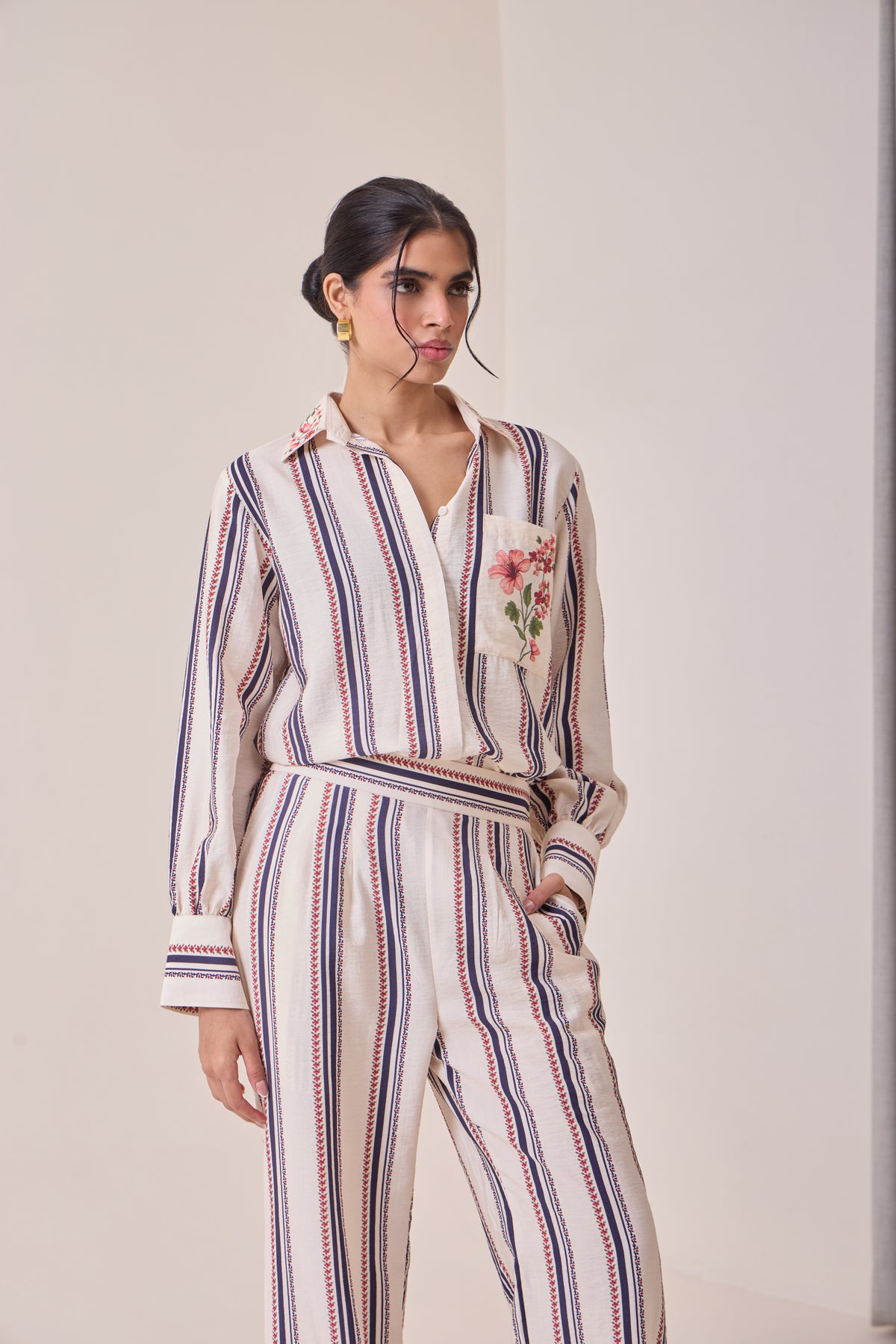 Creme Petal Pocket Shirt view 2 — Needle ten, The Curated Collective