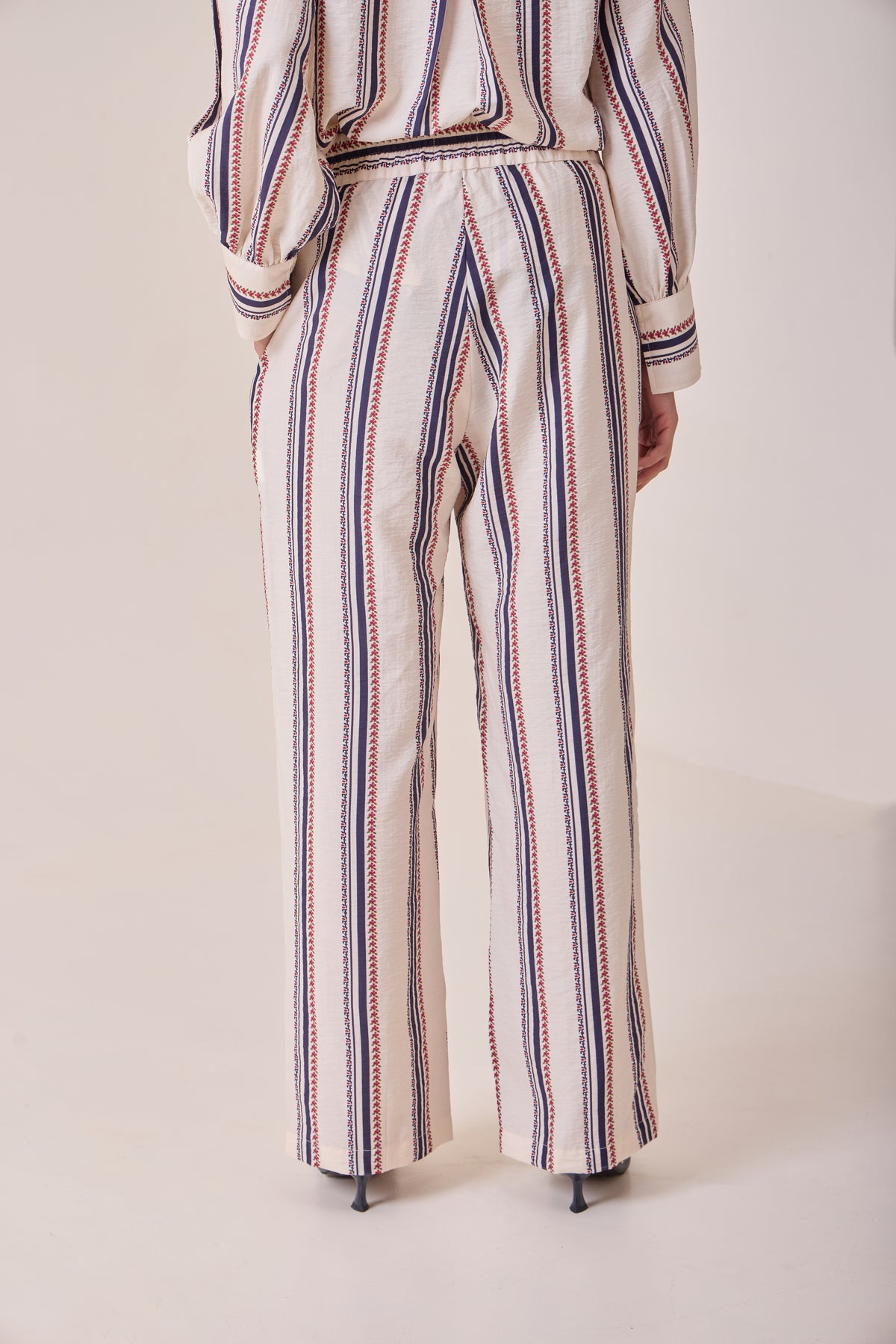 Creme Striped Pants view 2 — Needle ten, The Curated Collective