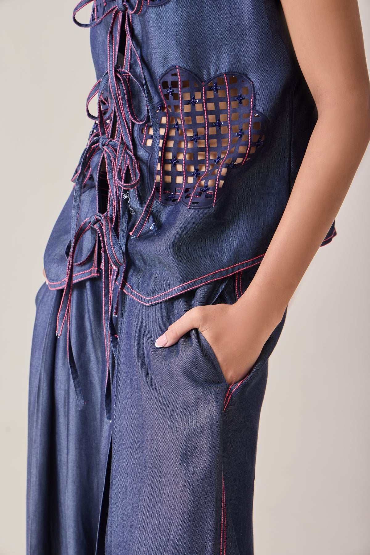 Pink Pop Denim Vest — Needle ten, The Curated Collective