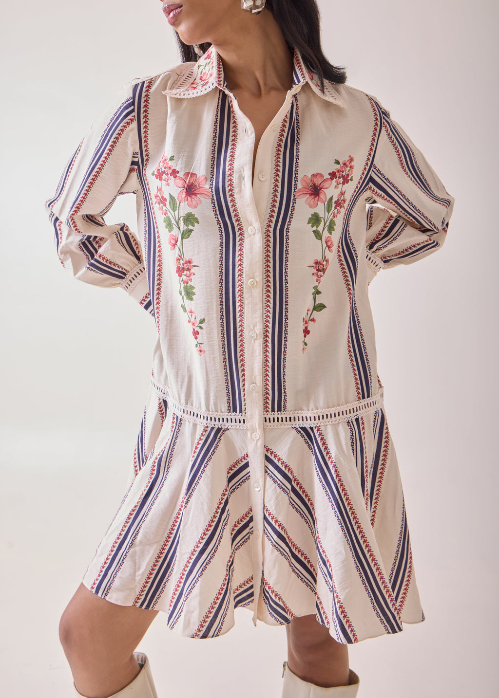 Creme Petal Shirt Dress