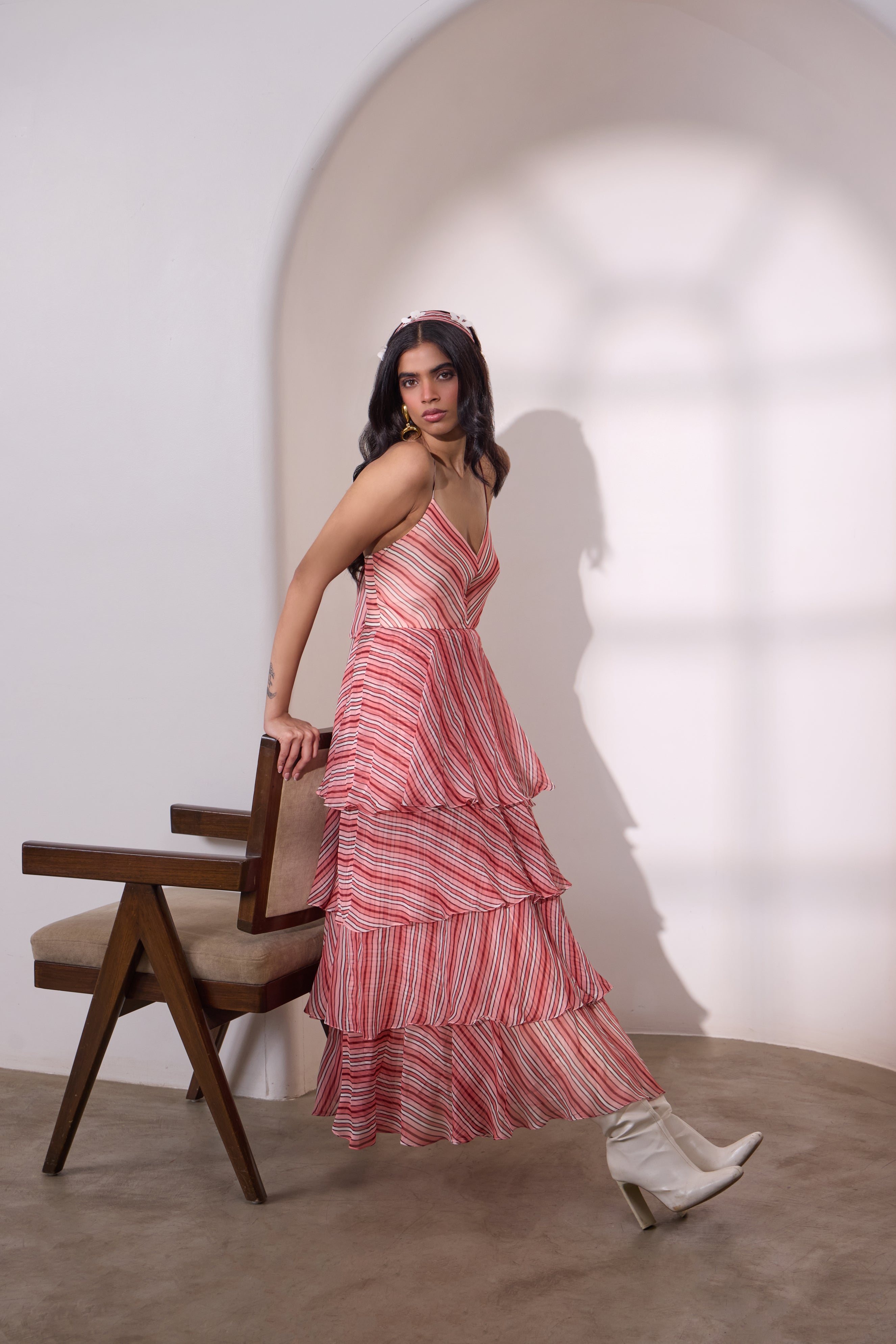 Plum Ruffled Maxi Dress