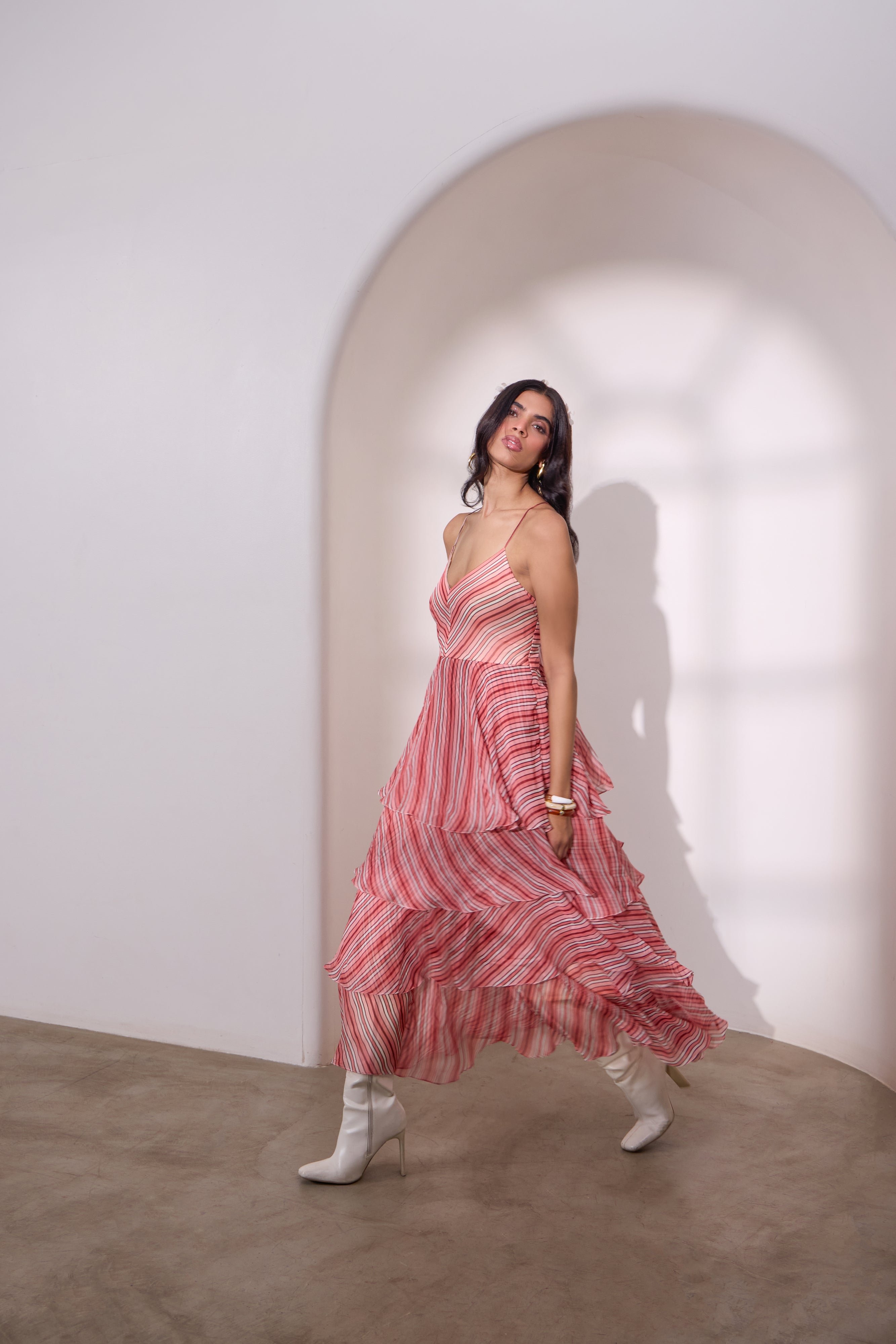 Plum Ruffled Maxi Dress