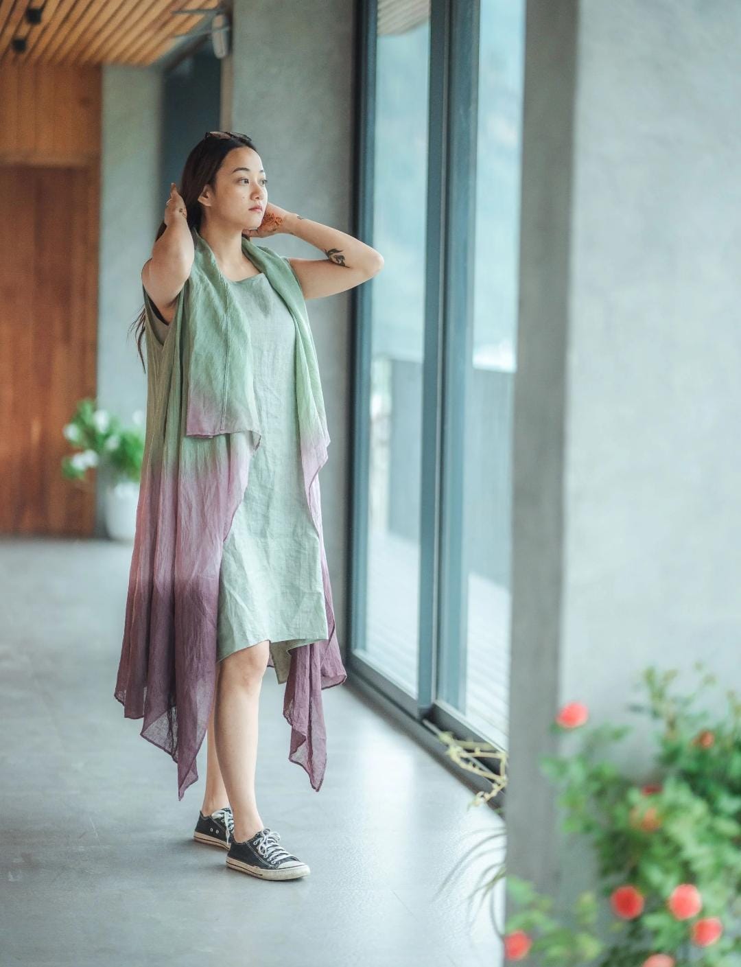 OMBRE KIMONO - PASTEL GREEN + LAVENDER + PLUM