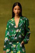 Emerald Bloom Cropped Jacket