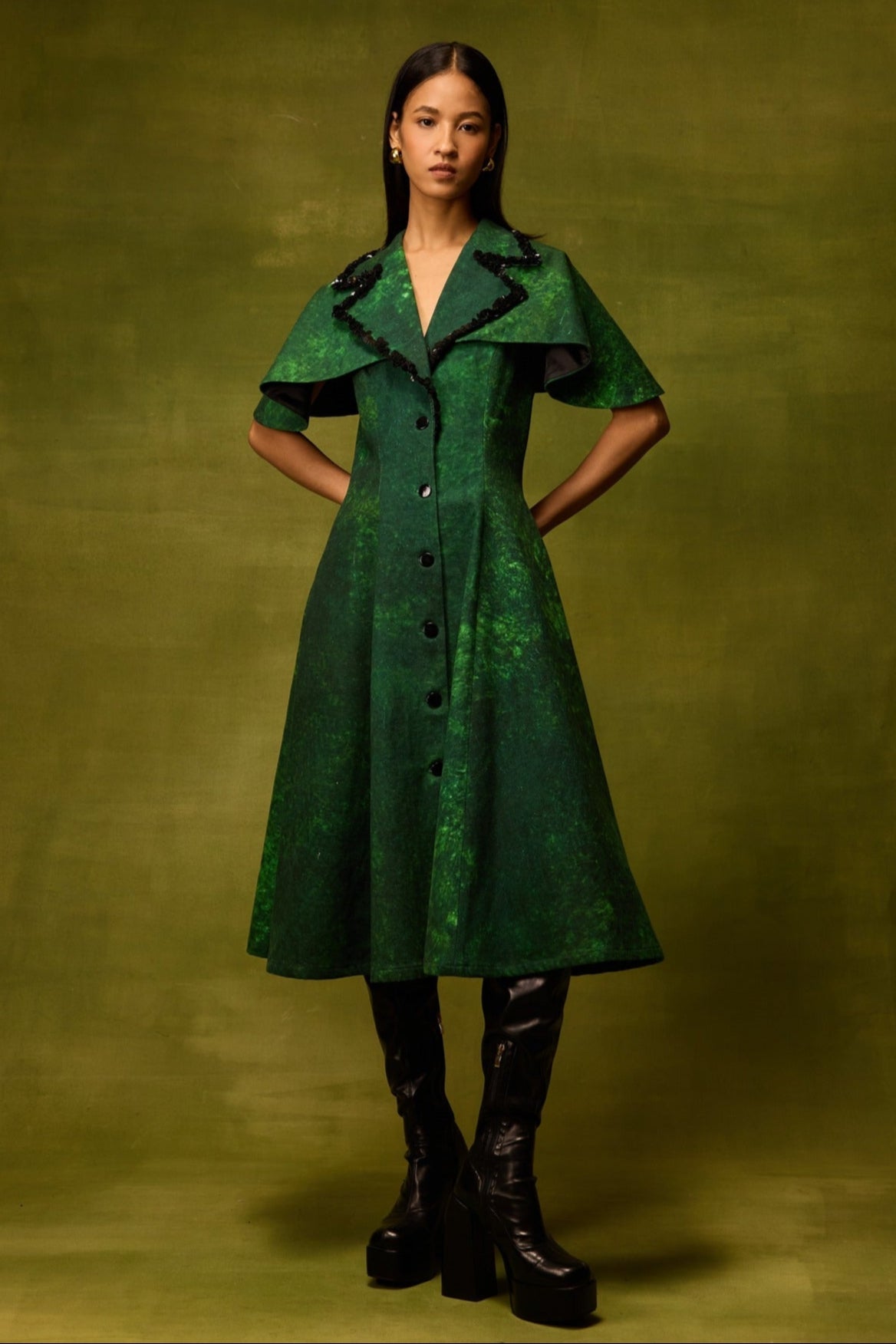 Emerald Muse Cape Dress
