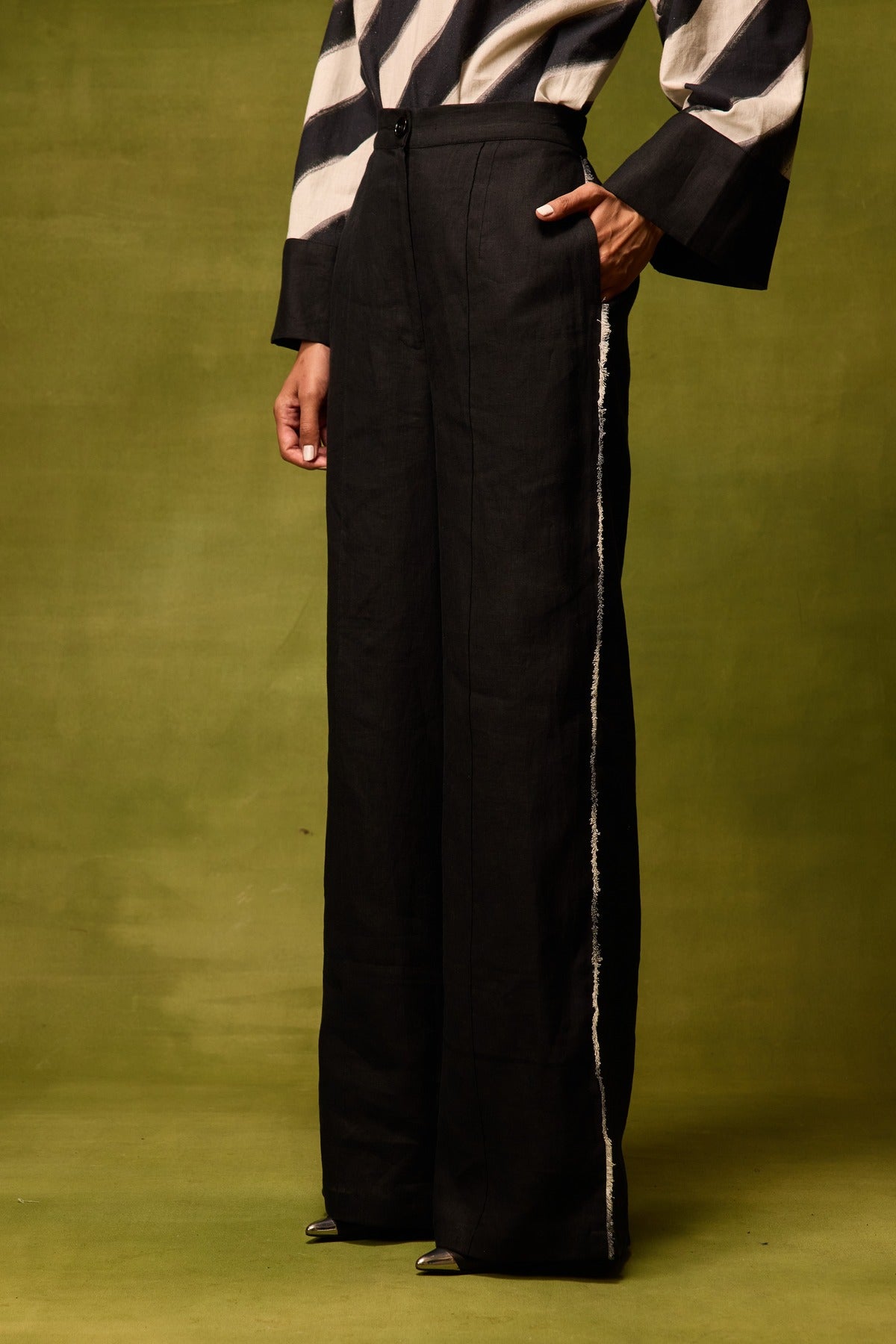 Vienna Black Straight Trousers view 2 — Pocketful of Cherrie, The Curated Collective