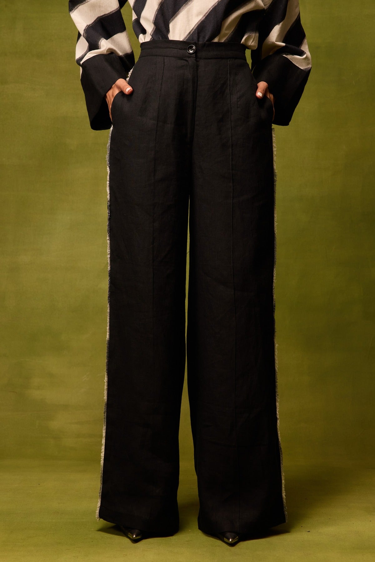 Vienna Black Straight Trousers — Pocketful of Cherrie, The Curated Collective