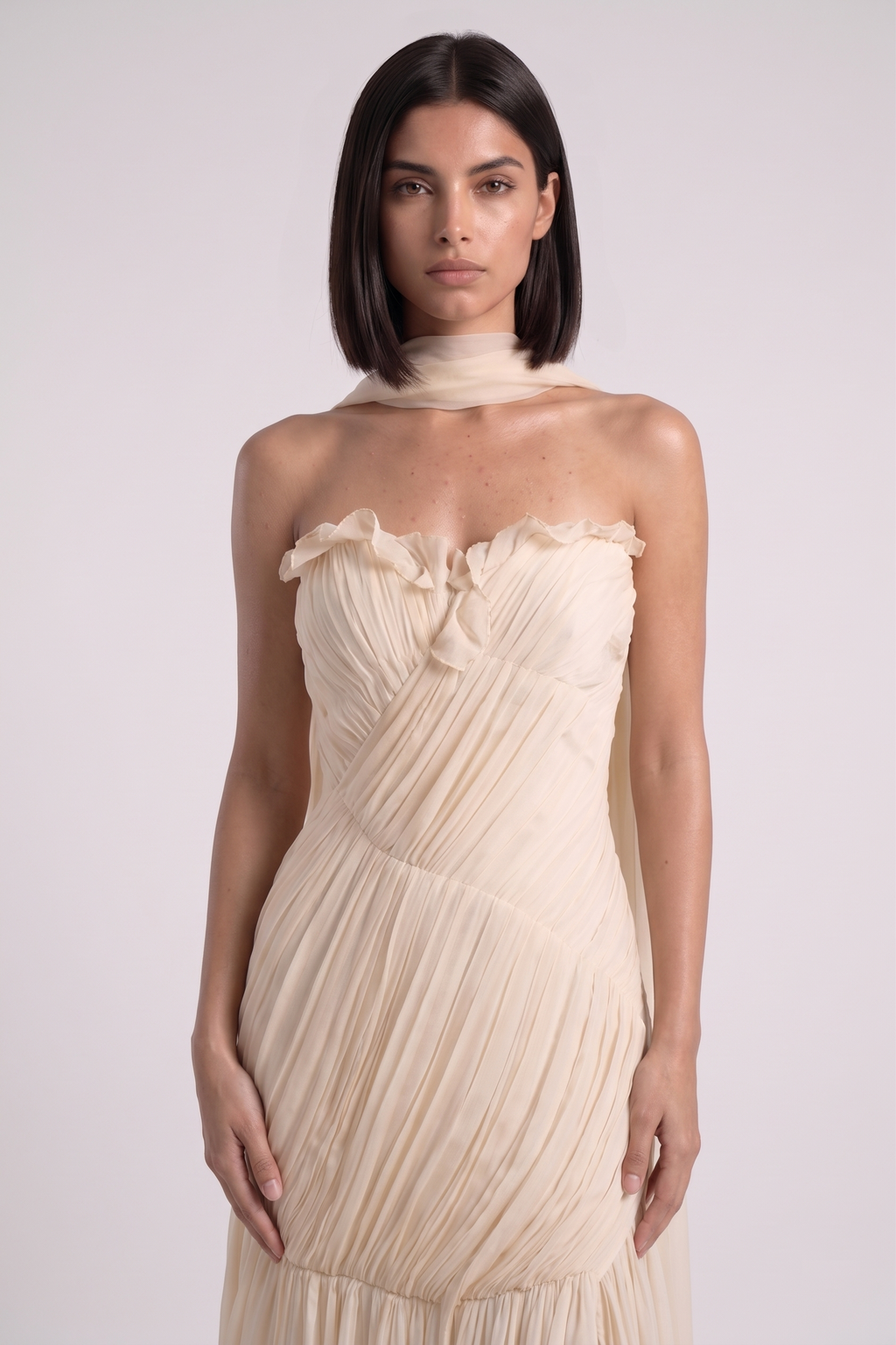 Off Shoulder Draped Gown - PU27:RW01 front 
