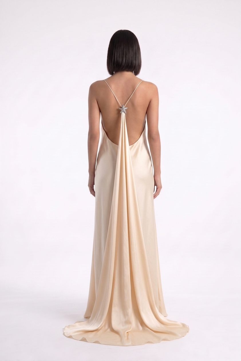 Cowl Backless Drape Gown - PU27:RW02 back full 