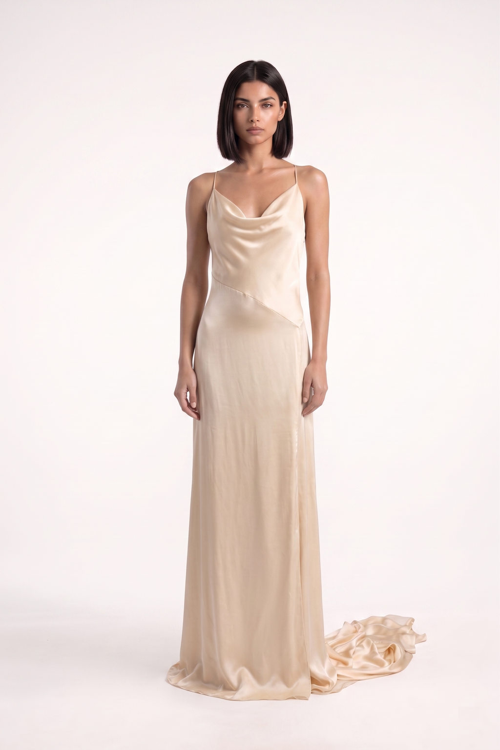Cowl Backless Drape Gown - PU27:RW02 front 