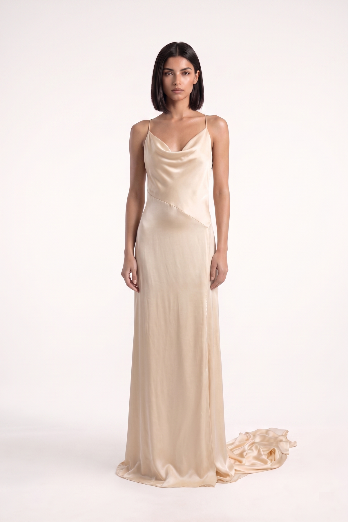 Cowl Backless Drape Gown - PU27:RW02 front 