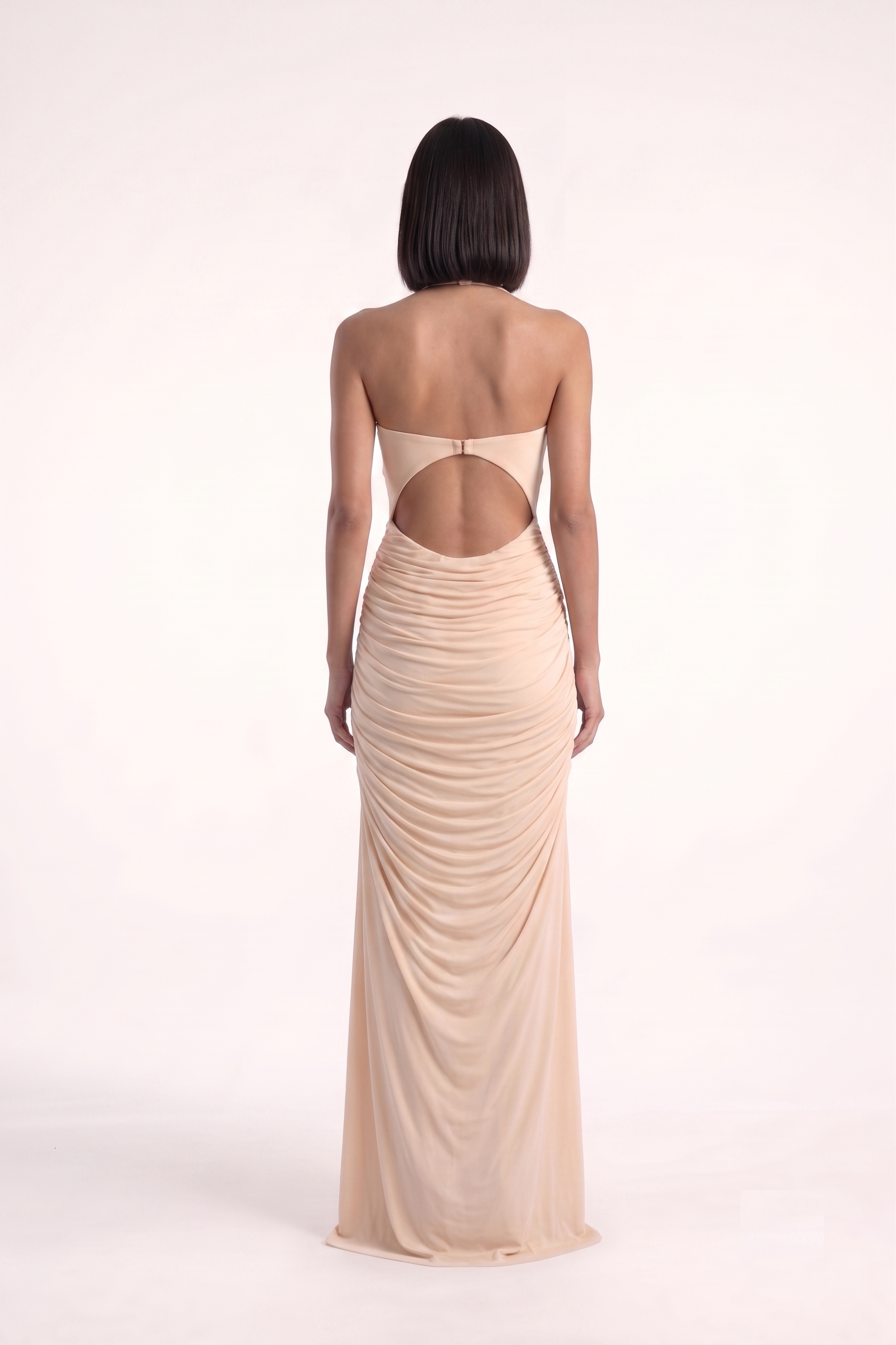 Razor Cut Cowl Skirt Gown - PU27:RW03 back full