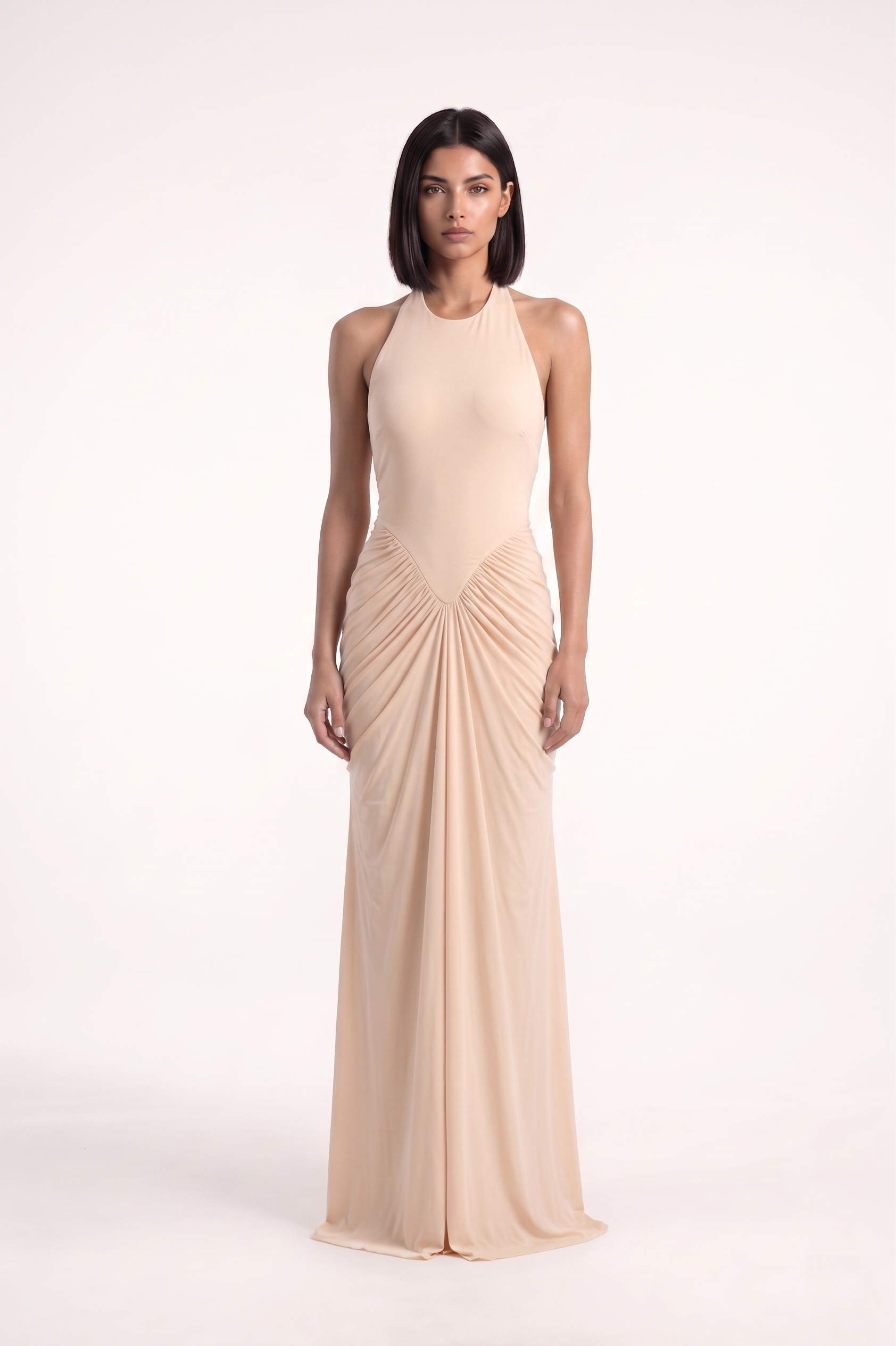 Razor Cut Cowl Skirt Gown - PU27:RW03 front full