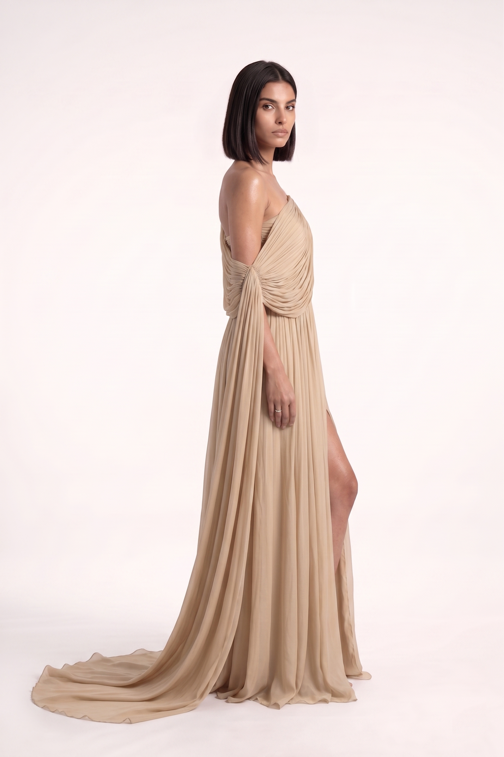One Shoulder Cowl Gown - PU27:RW04 6 side 