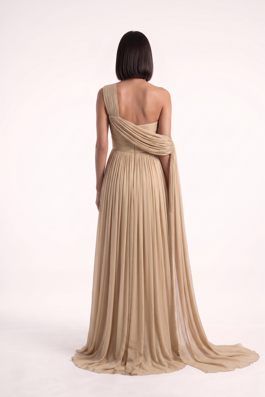 One Shoulder Cowl Gown - PU27:RW04 back 