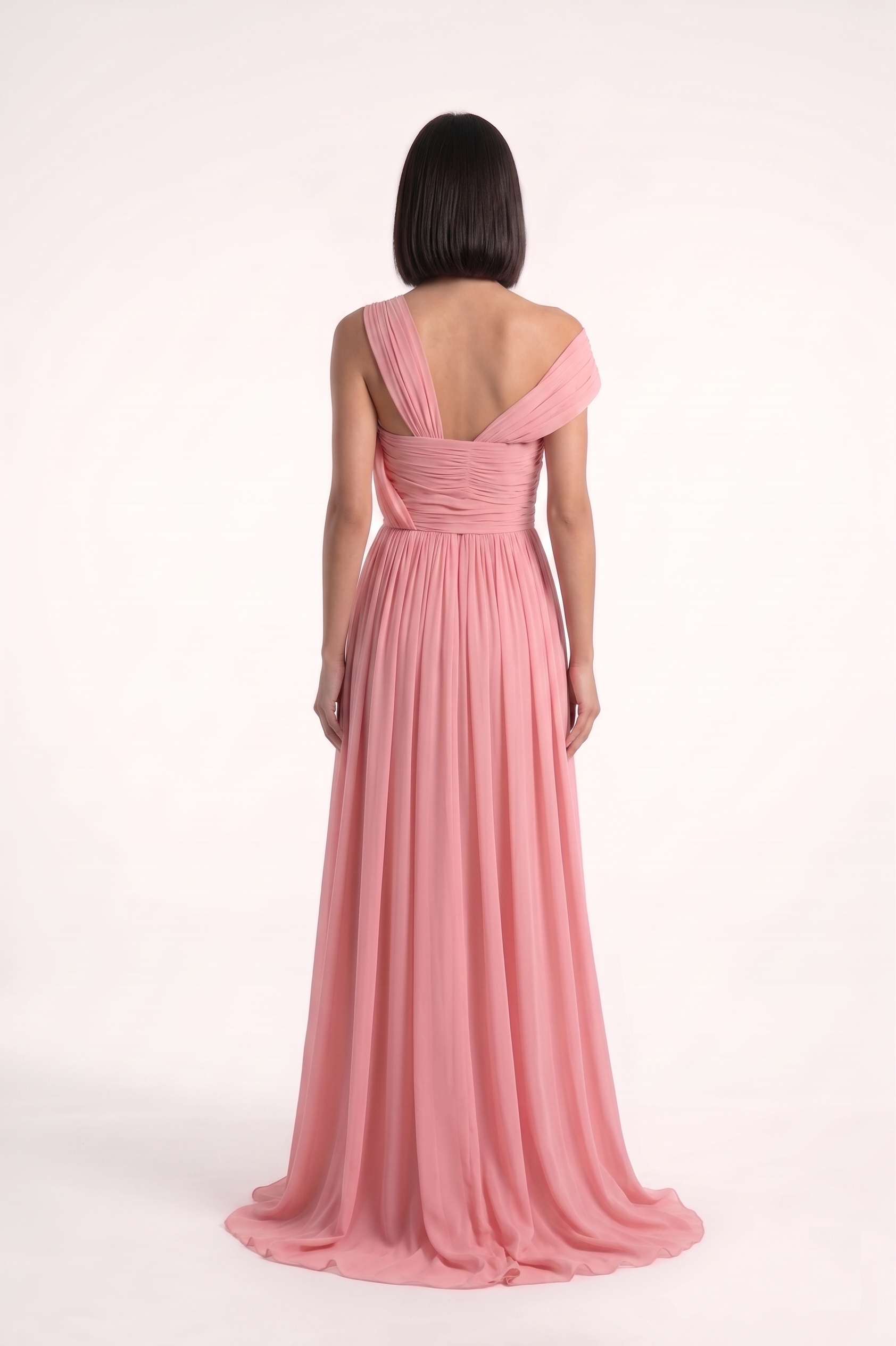 Off Shoulder Draped Pink Gown - PU27:RW10