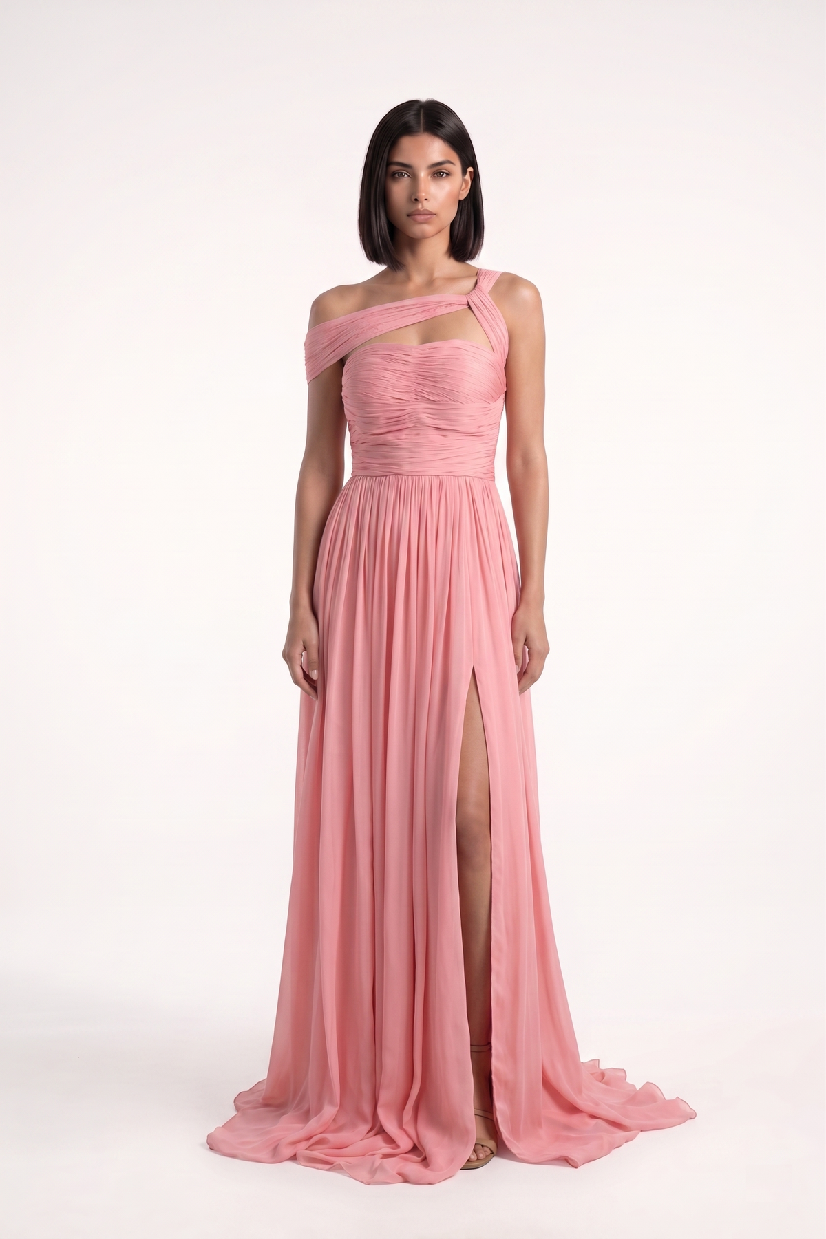 Off Shoulder Draped Pink Gown - PU27:RW10 1