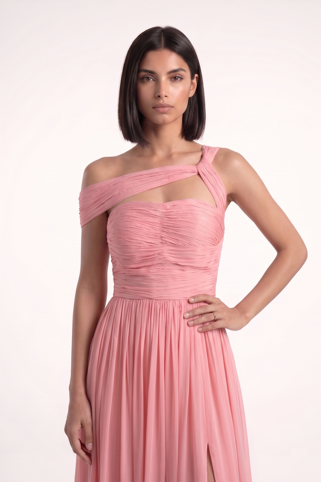 Off Shoulder Draped Pink Gown - PU27:RW10 3 detail
