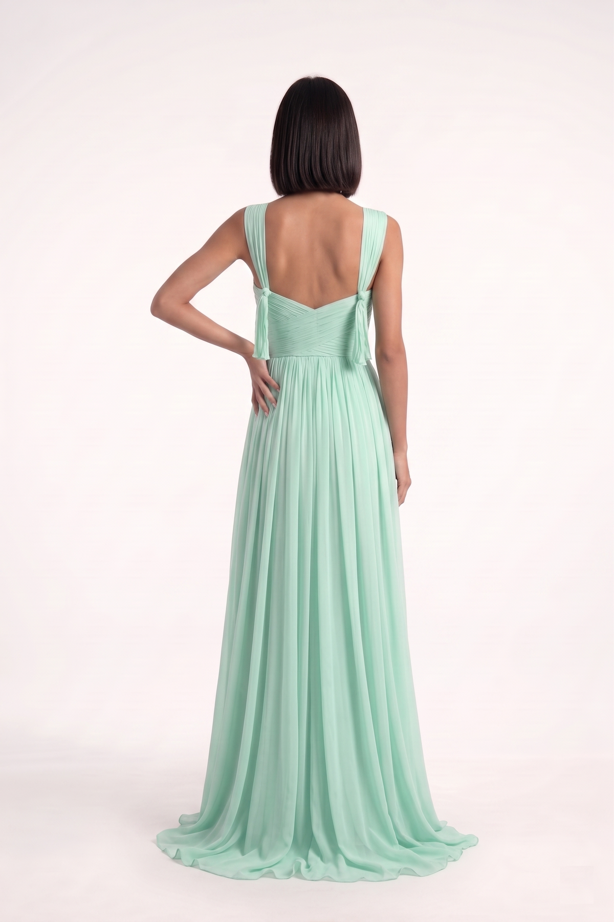 Mint Green Pleated Gown - PU27:RW14 back full 