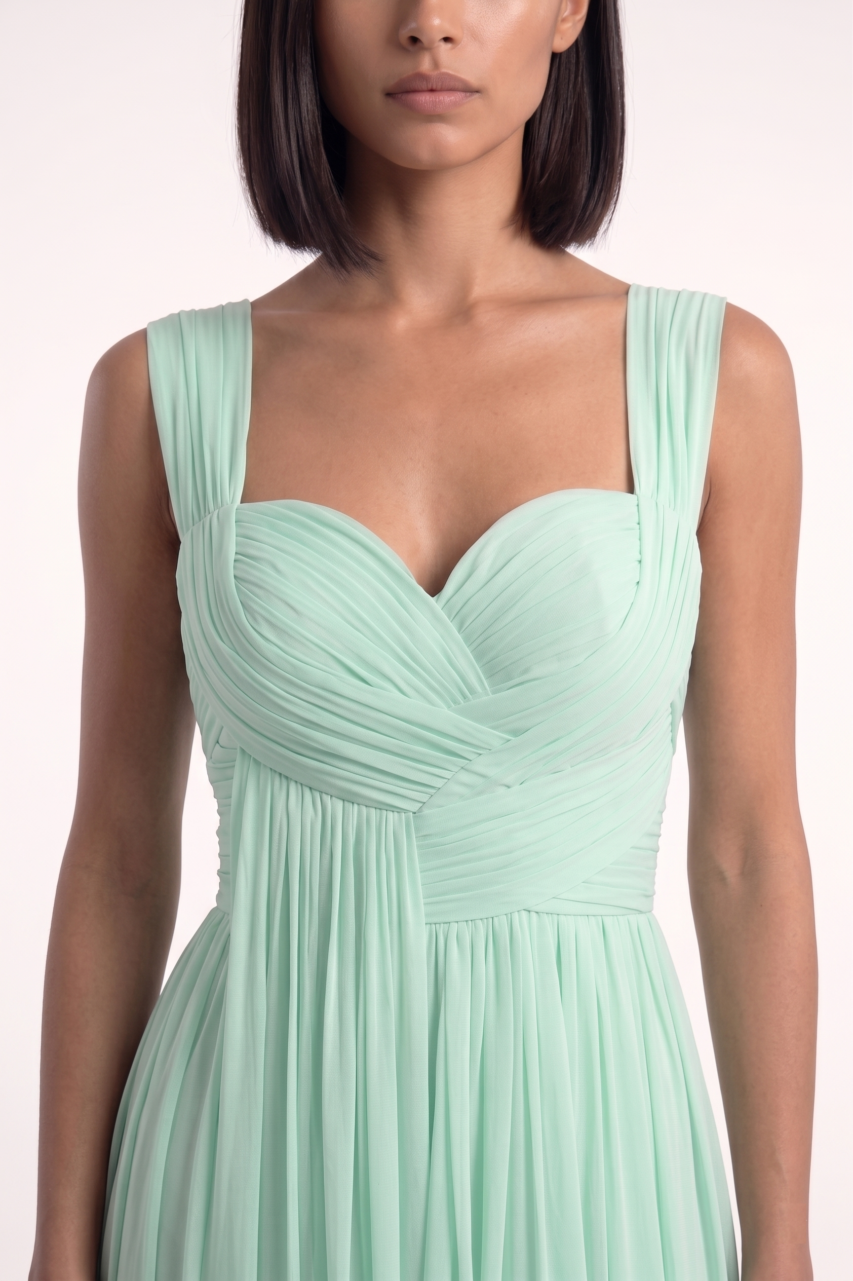 Mint Green Pleated Gown - PU27:RW14 detail
