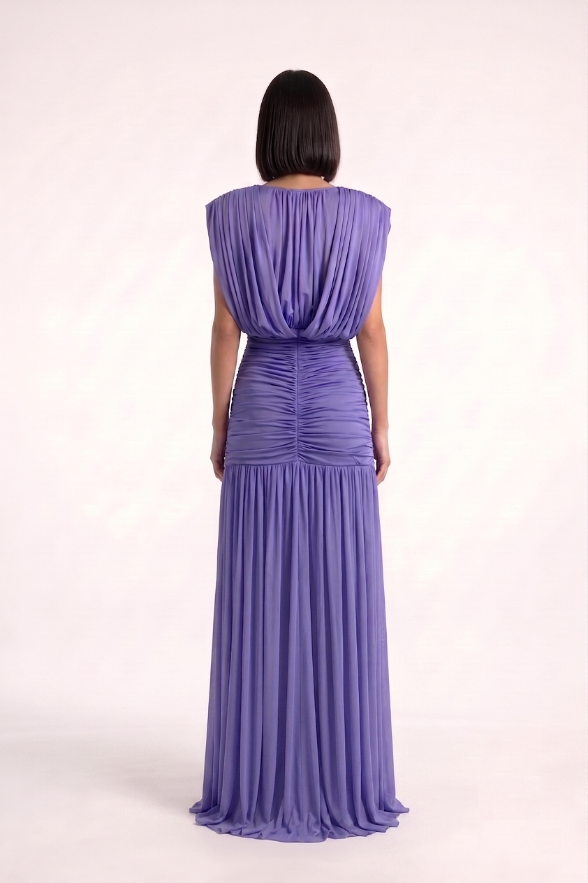 Draped Sleeves + Pleated Drop Waist Gown - PU27:RW21 5 back 
