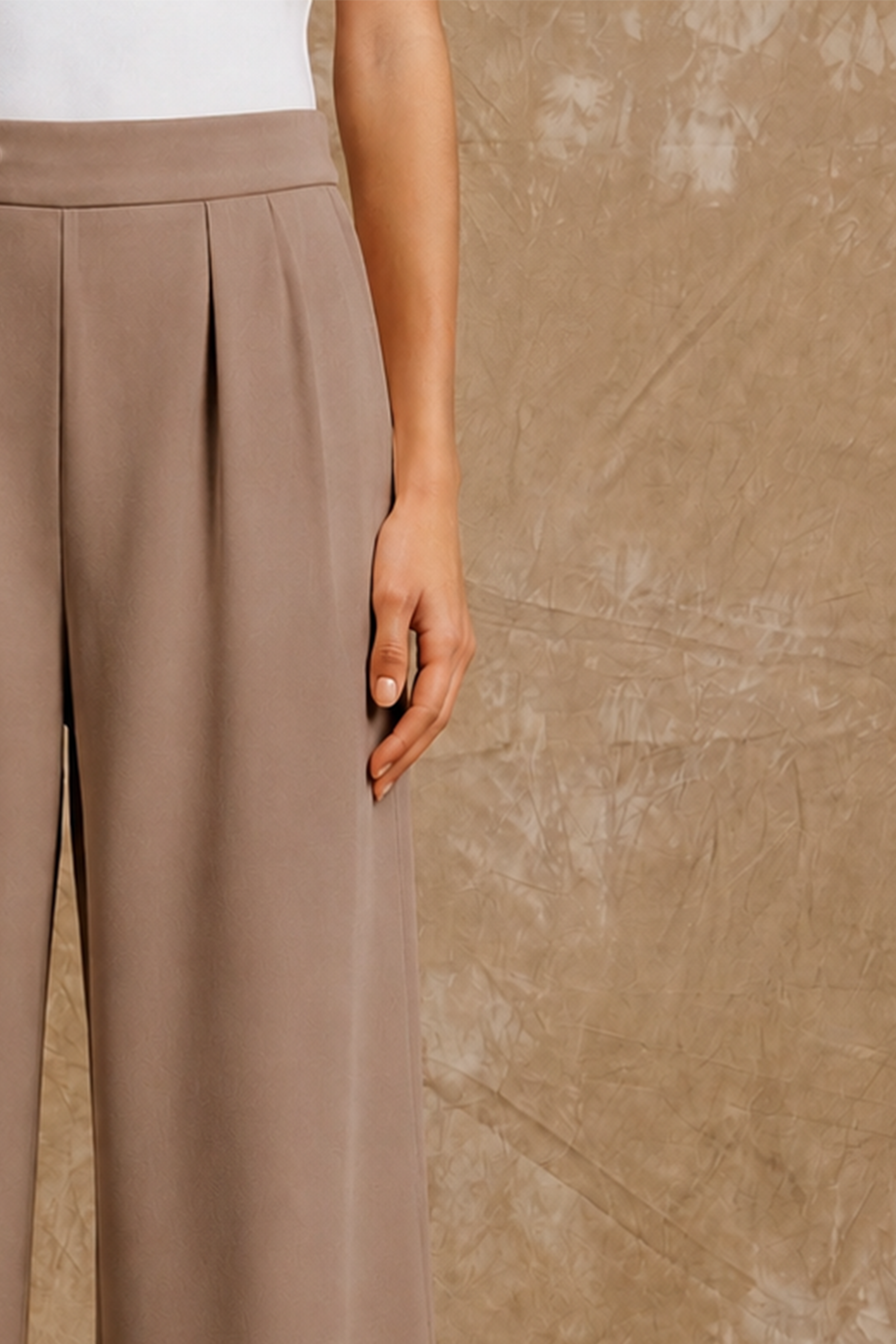Wide-Leg Trouser — Sand