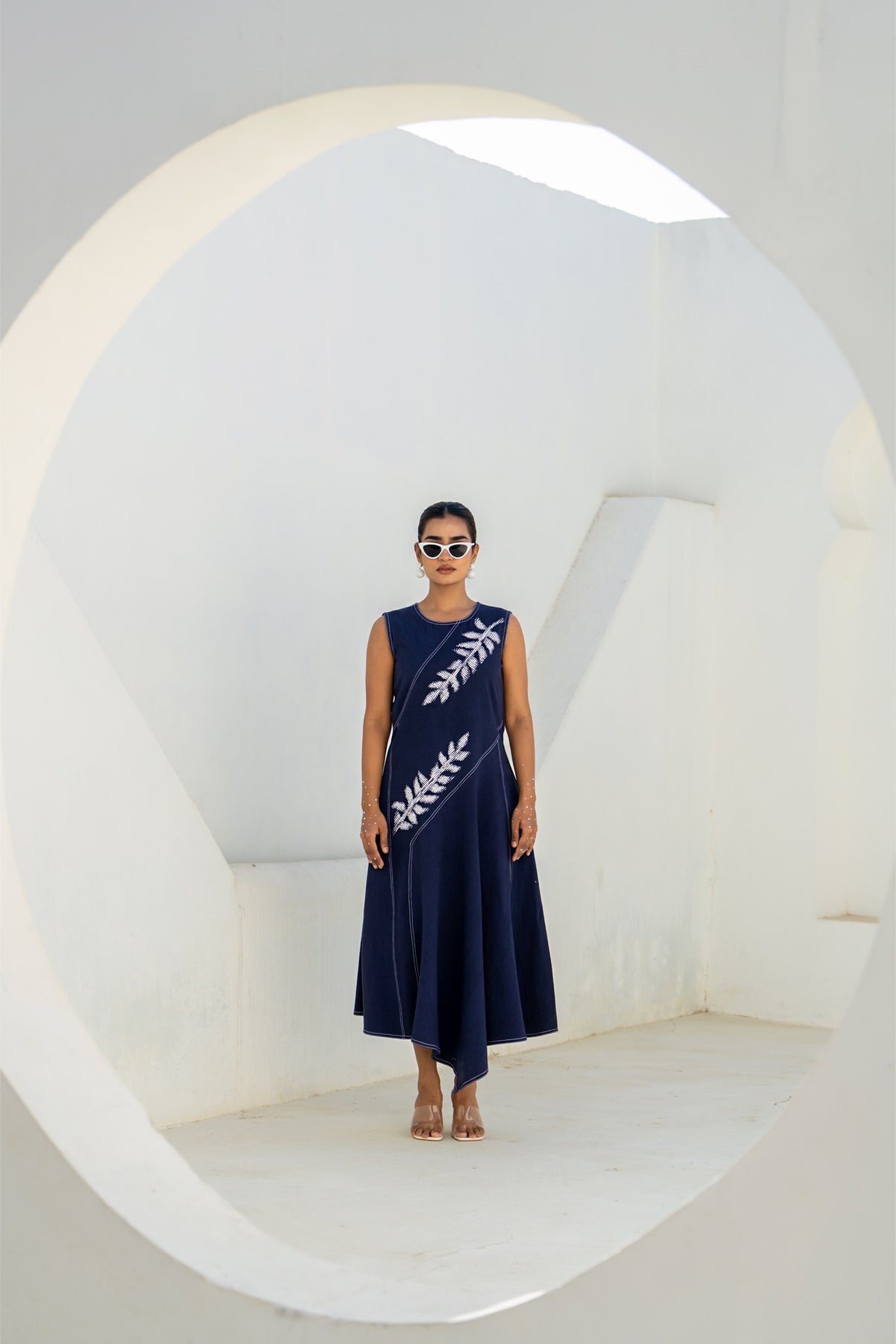 Pixelated Leaf Denim Assymetrical Dress — Shop 963 Label, The Curated Collective