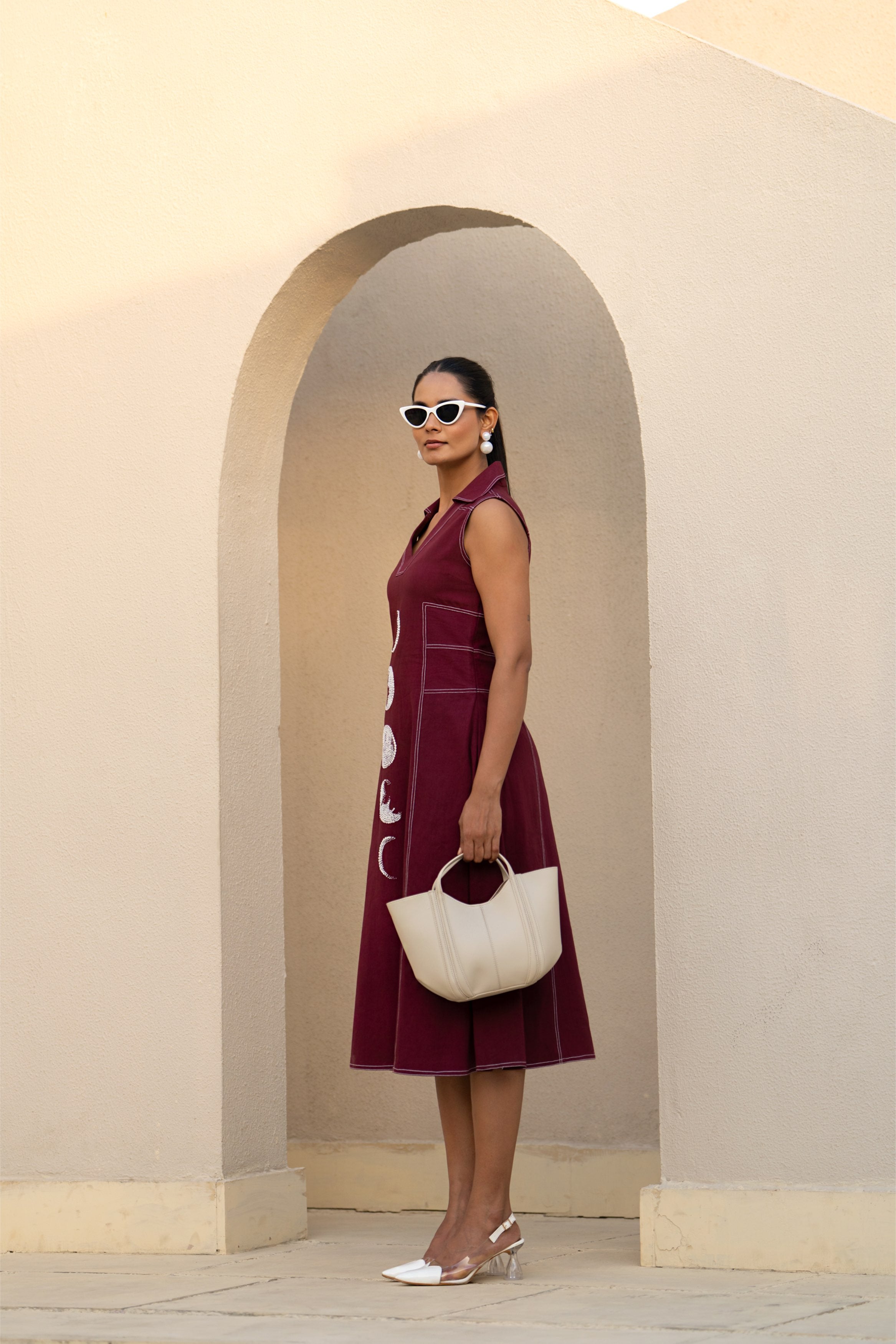 Wine Eclipse Midi Dress