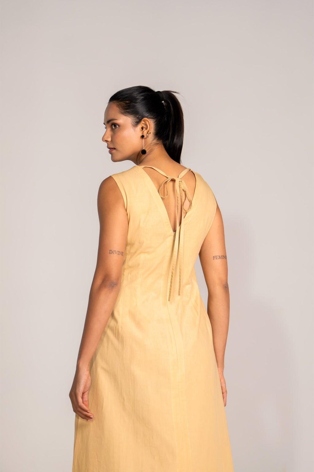 Golden Solstice Midi Dress