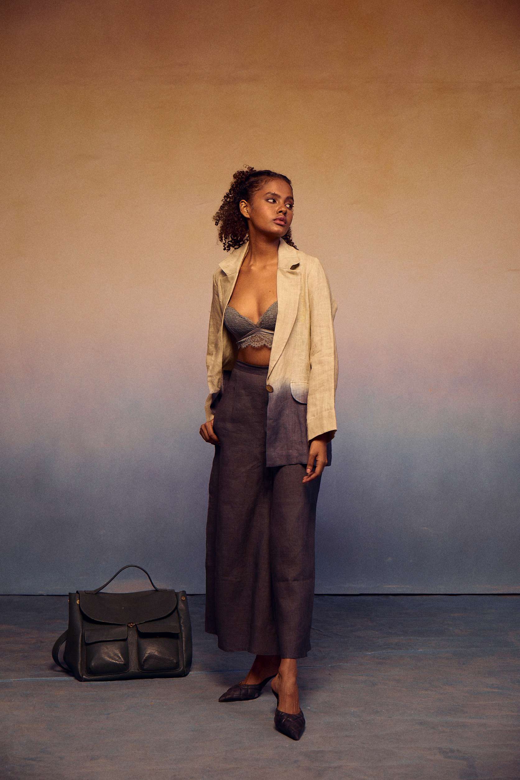 CLASSIC OMBRE SUIT - NATURAL + CHARCOAL
