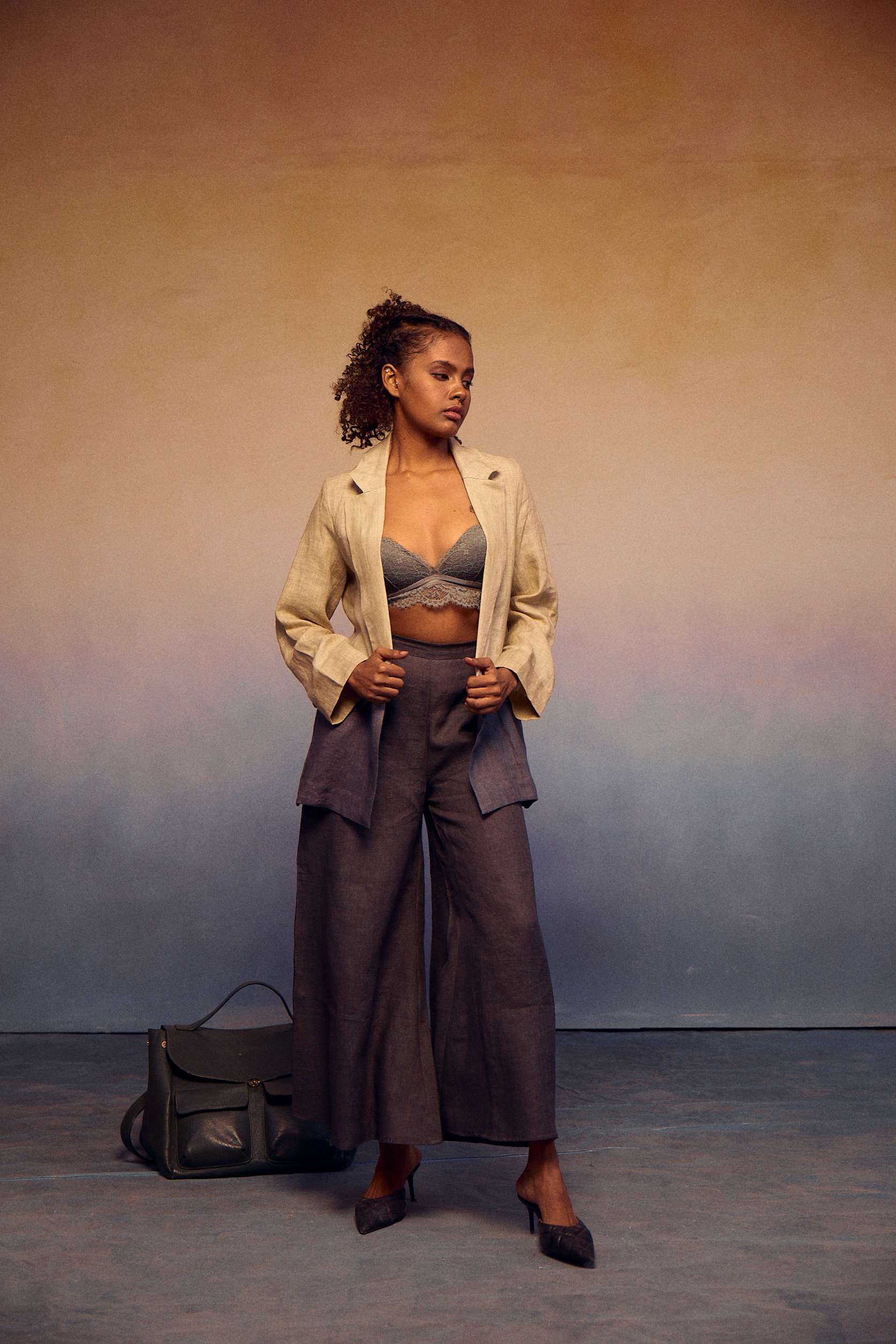CLASSIC OMBRE SUIT - NATURAL + CHARCOAL