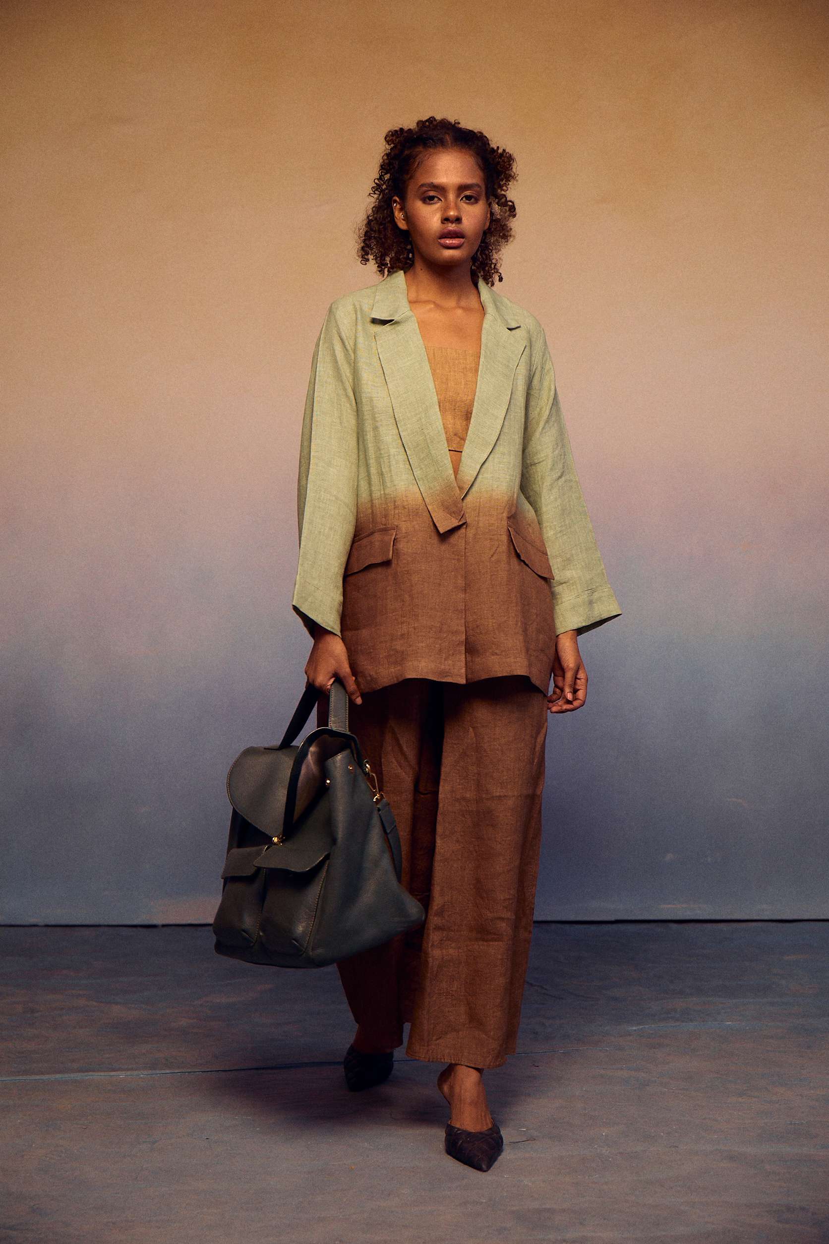 CLASSIC OMBRE SUIT - PASTEL GREEN + COCOA