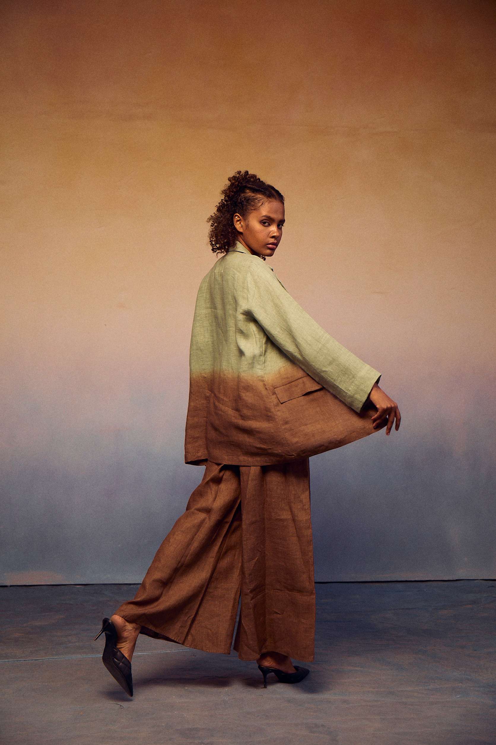 CLASSIC OMBRE SUIT - PASTEL GREEN + COCOA