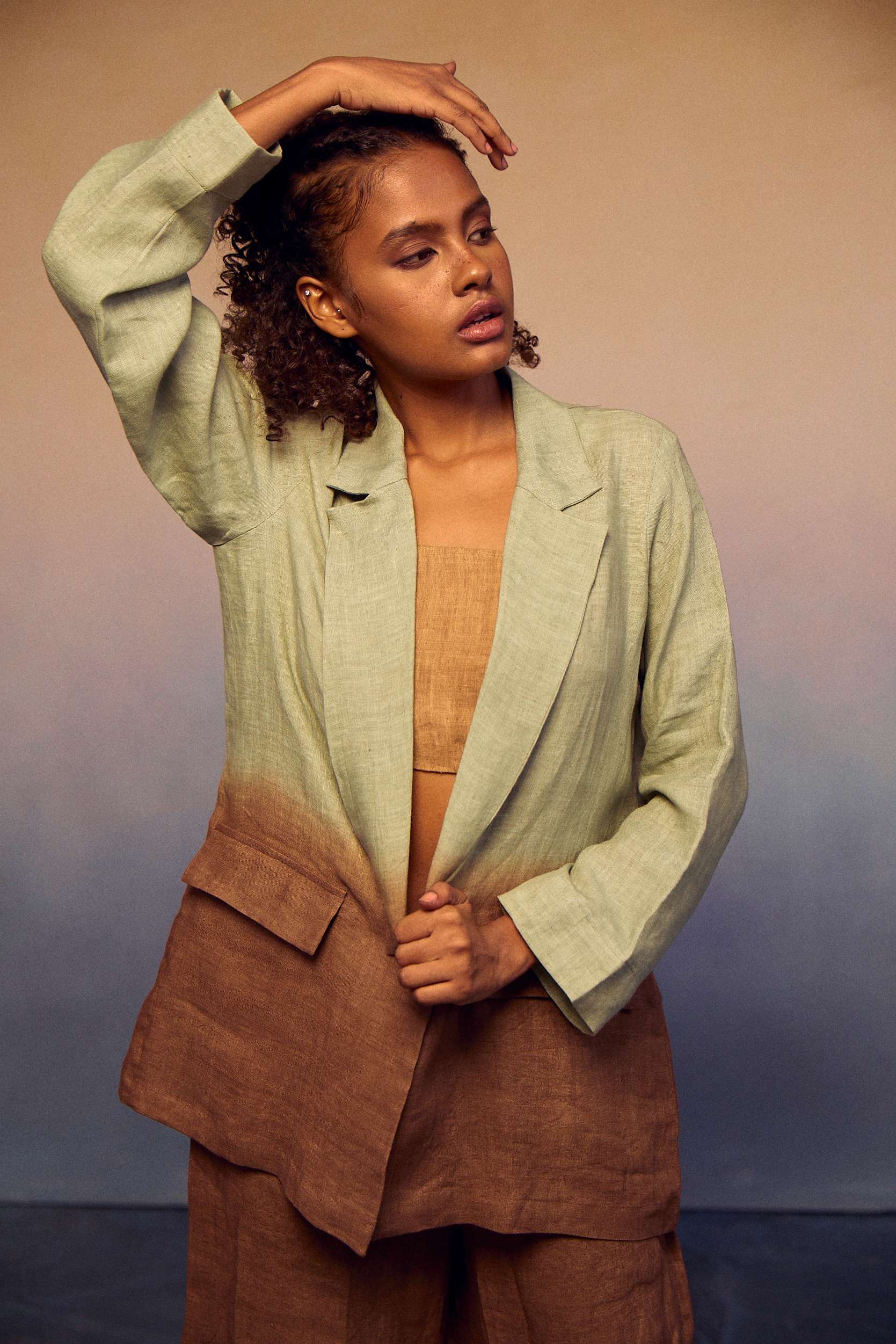 CLASSIC OMBRE SUIT - PASTEL GREEN + COCOA