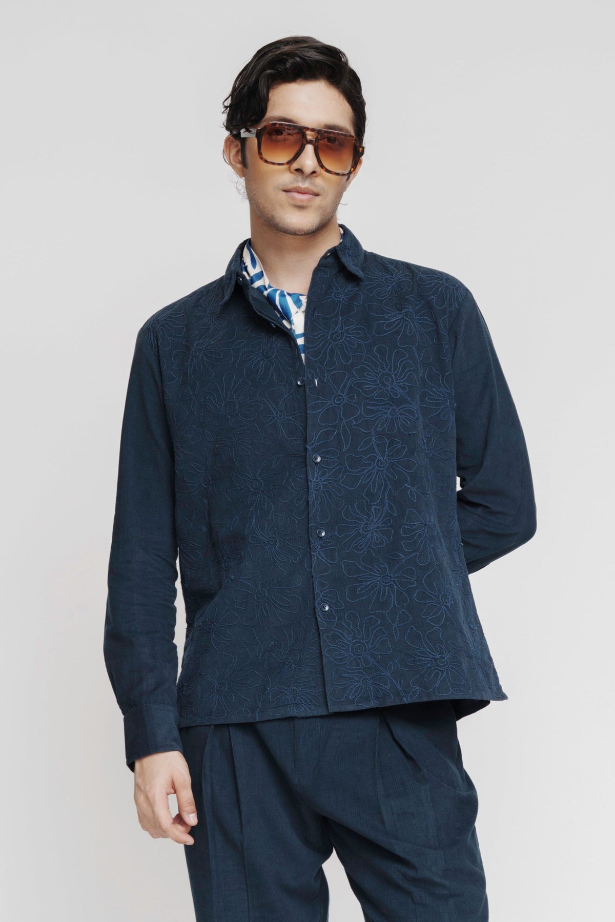 Midnight Blue Corduroy Shirt — annstudios.in, The Curated Collective
