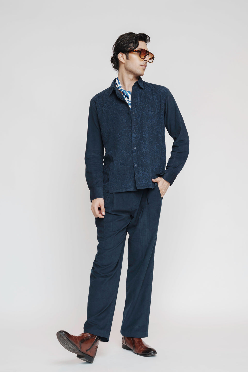 Midnight Blue Corduroy Shirt