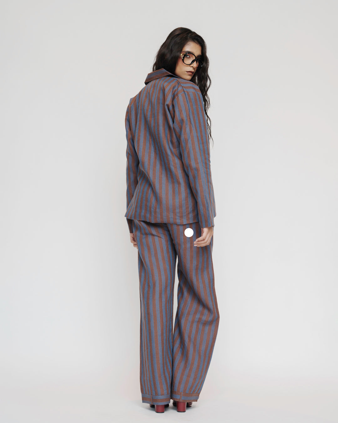 Stripe linen blazer set
