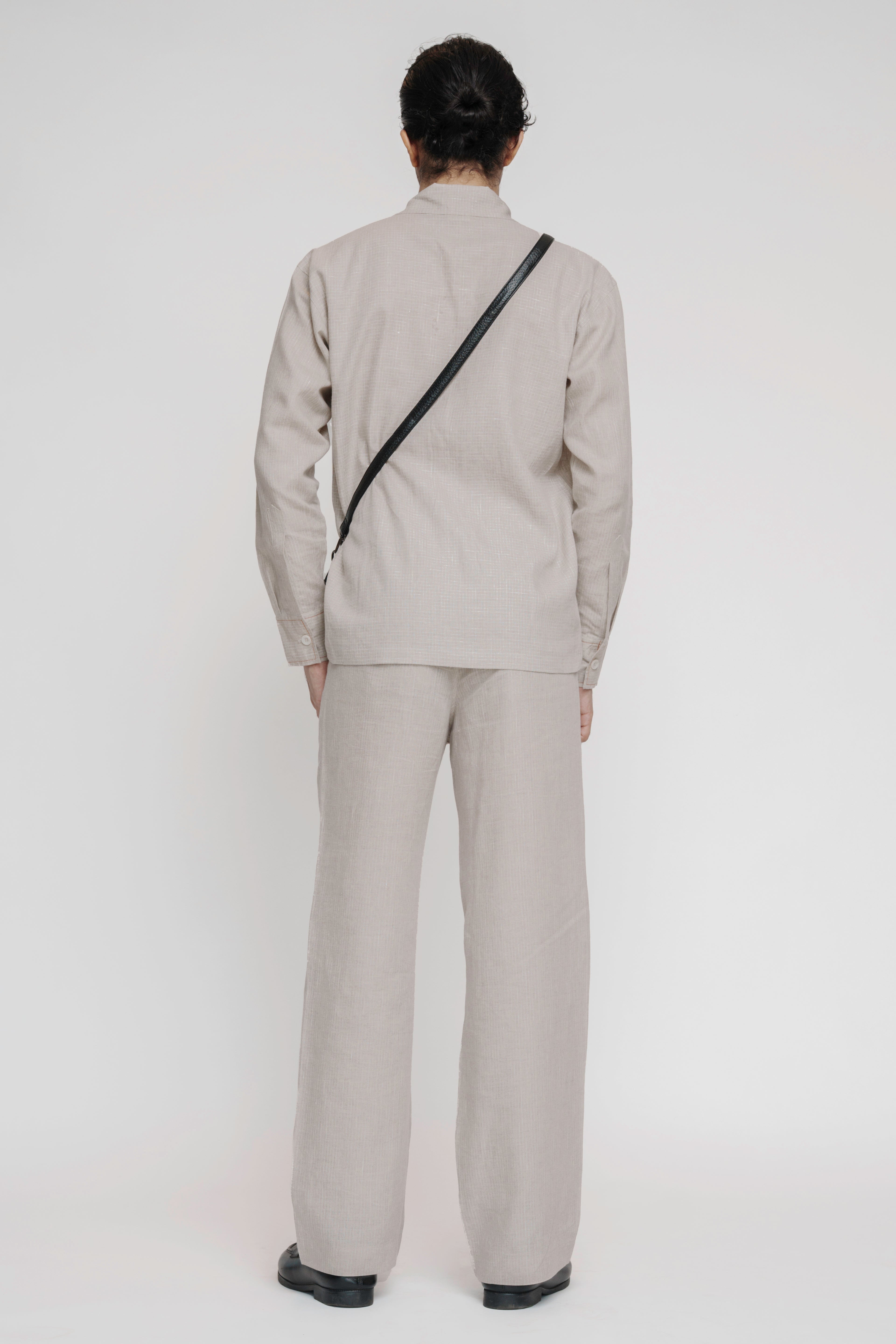 Stone embellished linen shirt