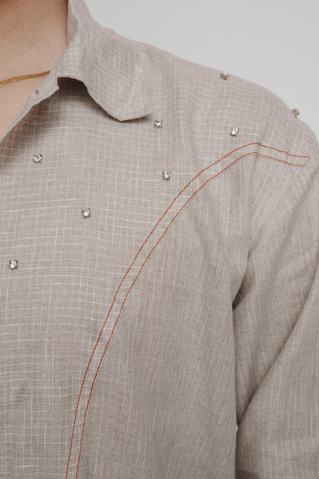 Stone embellished linen shirt