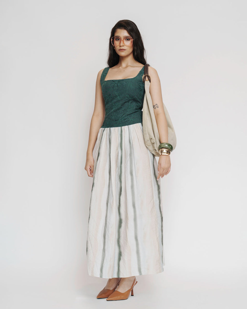 Corduroy Embroidered Maxi Dress
