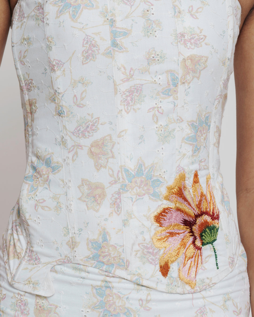 Floral Embroidered Corset Set