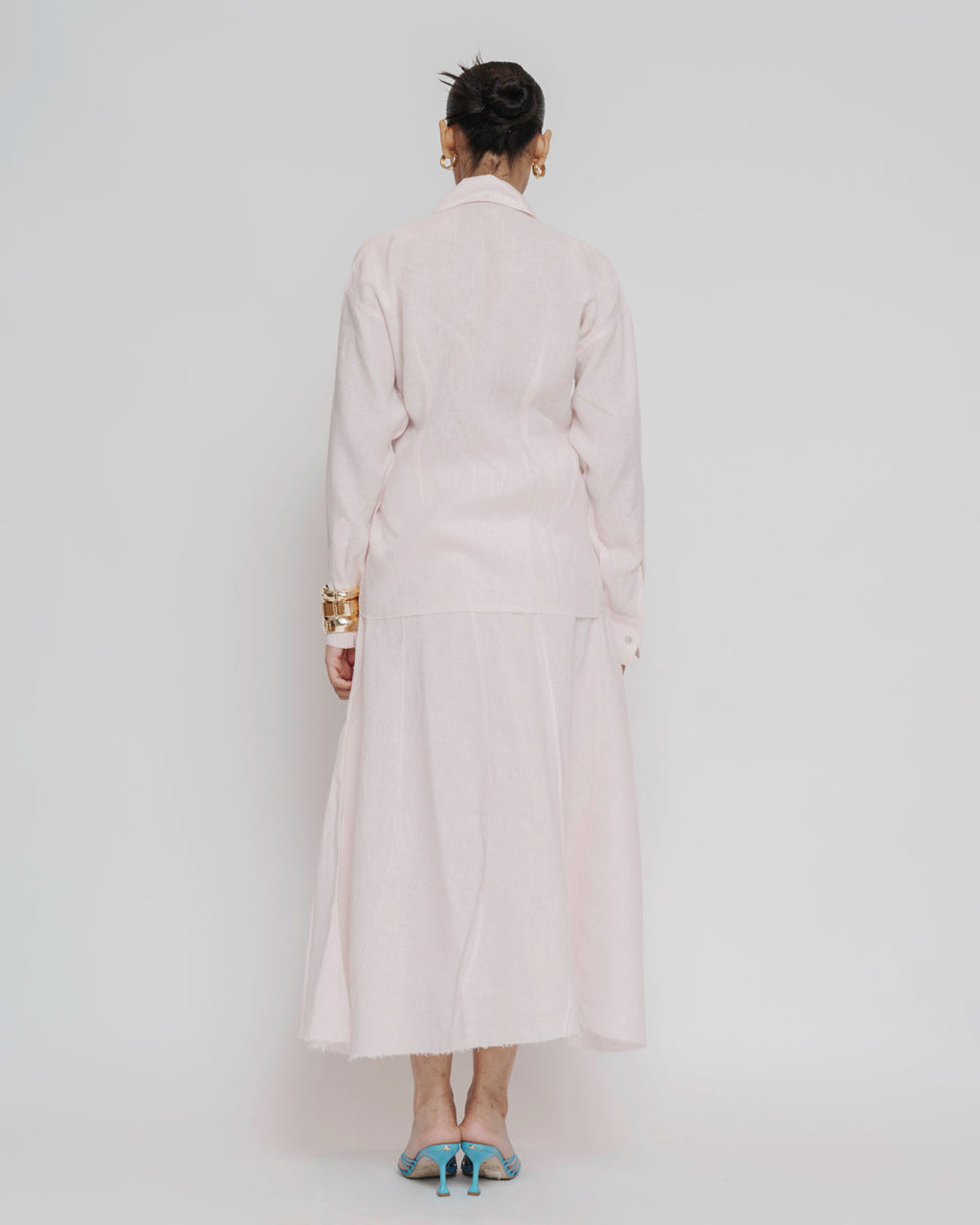Blush pink textured linen set
