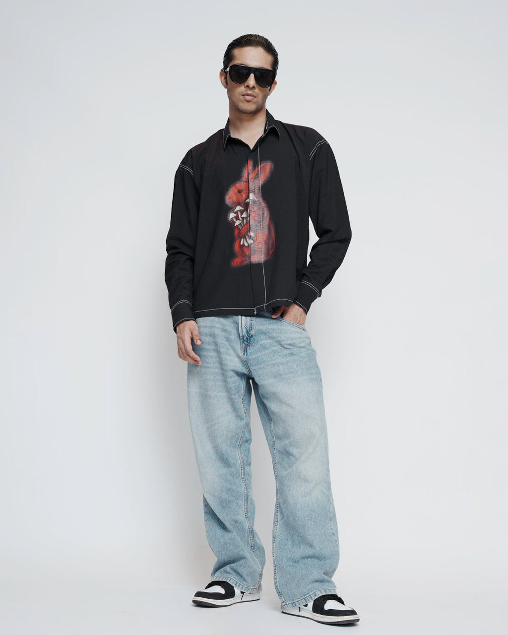 Bunny Printed Top Stich Shirt
